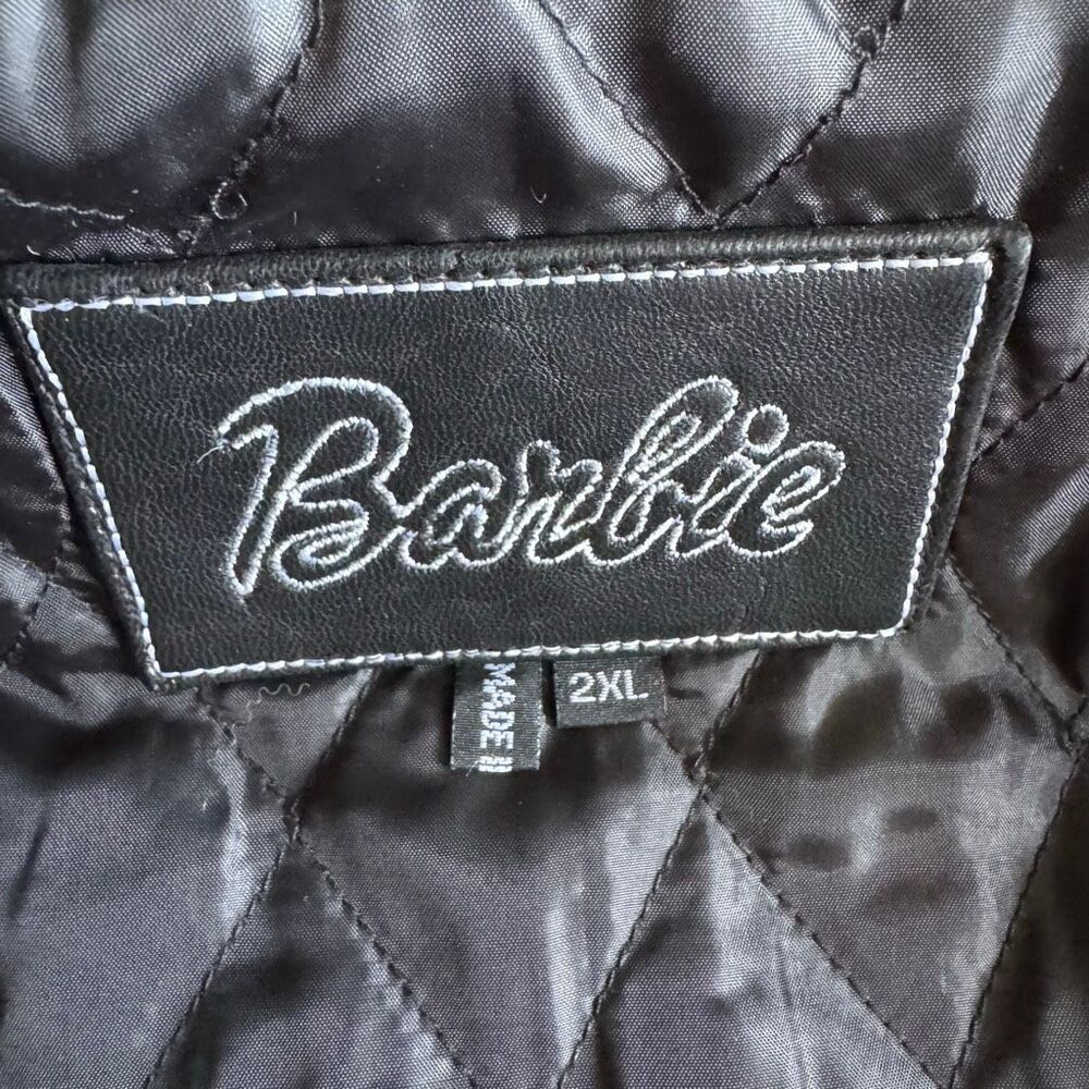 Barbie Custom Embroidered Glam Graphic Leather Jacket With Faux Fur Hood - Picture 9 of 13